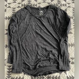 Women’s North Face Long Sleeve Basic Tee - Dark Gray - XL